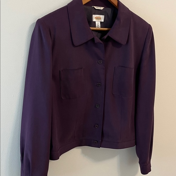Talbots Jacket Blazer Silk Purple Lined Collared Button Down Silk Vintage 12 - Picture 7 of 13